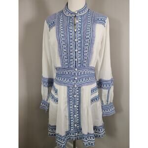 Veronica Beard Pasha Embroidered Boho Linen and Cotton Dress